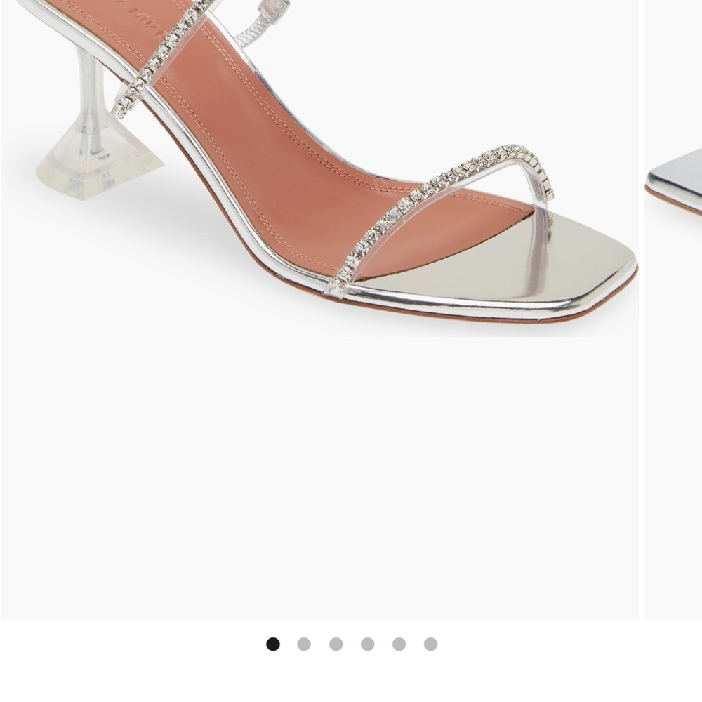 Amina Muaddi Silver Strappy Heels